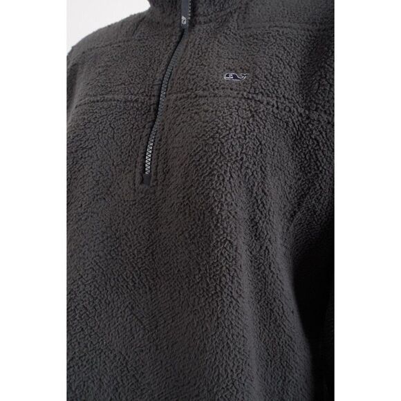 Vineyard Vines Womens Fuzzy 1/4 Zip Classic Fleece Top Shirt Pullover M Gray - Picture 4 of 6